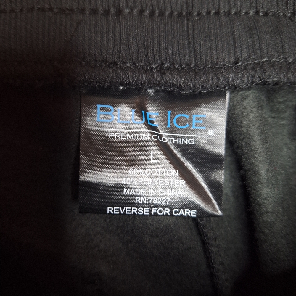 Blue Ice Black Wide Leg Fleece Sweatpants Cozy High Waist Lounge Pants Large - Picture 6 of 6
